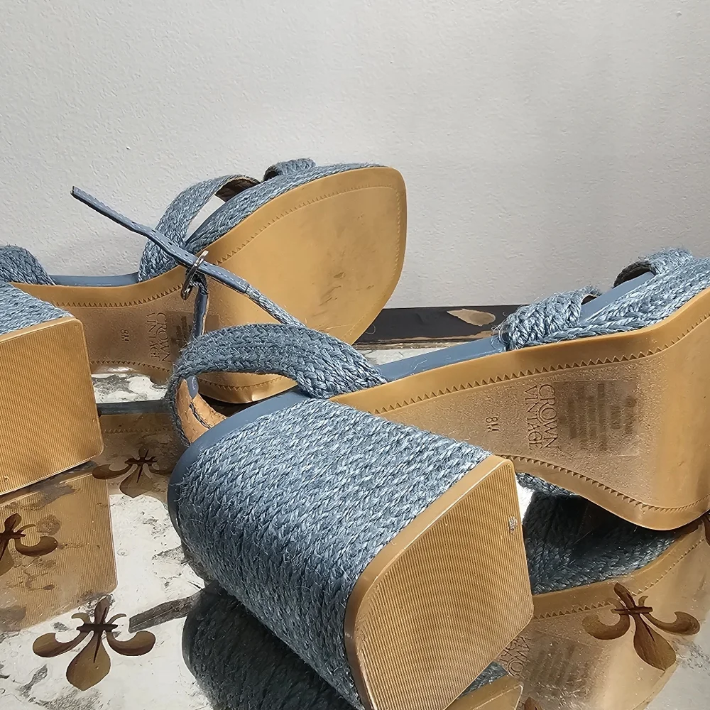 Crown Vintage Blue Woven Platform Heels